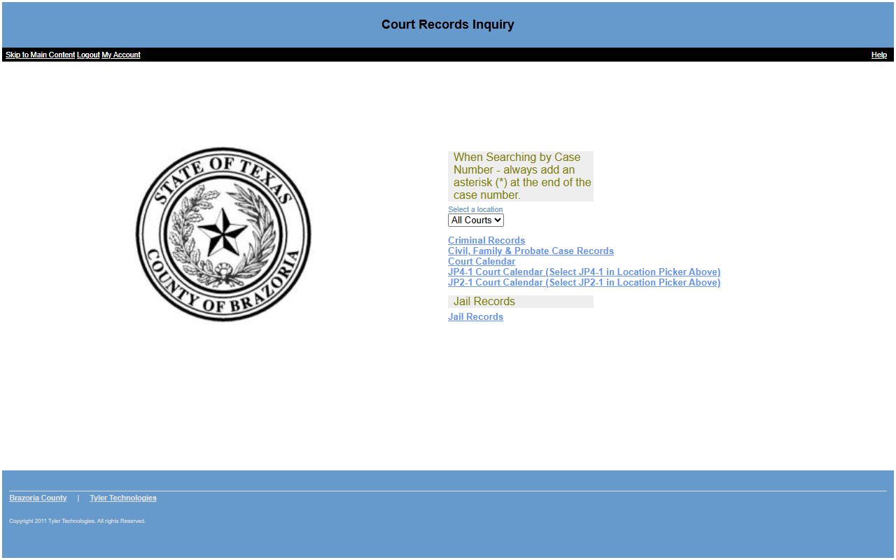 Brazoria County court records Tyler PublicAccess search portal